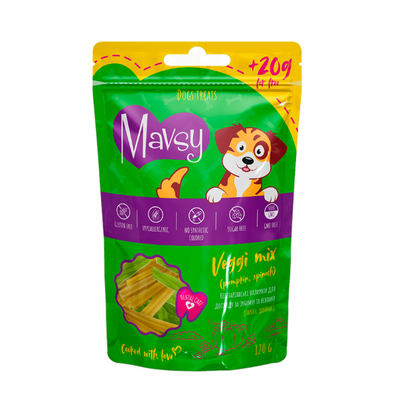 Mavsy Vegi mix pumpkin with spinach - Мавсі Вегетаріанські палички для догляду за зубами та яснами собак з гарбузом та шпинатом 100 г + 20 г в подарунок LSDC03 фото