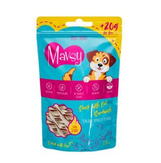 Mavsy Duck and Cod Sandwich - Мавсі Ласощі для собак сендвіч качка з тріскою 100 г + 20 г в подарунок LSD13 фото